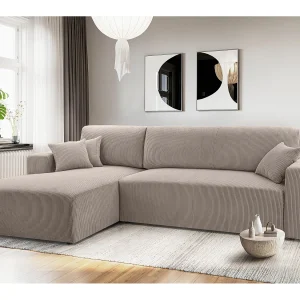 AX LIVING Catea beige hoekbank met slaapfunctie 279 cm opbergruimte L AX LIVING Catea beige hoekbank met slaapfunctie 279 cm opbergruimte L
