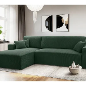 AX LIVING Catea donkergroene hoekbank met slaapfunctie 279 cm L AX LIVING Catea donkergroene hoekbank met slaapfunctie 279 cm L