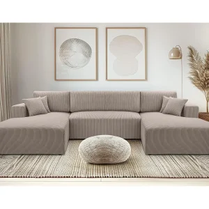 AX LIVING Catea beige hoekbank slaapbank in U-vorm – 364 cm breed AX LIVING Catea beige hoekbank slaapbank in U-vorm – 364 cm breed