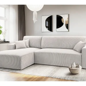 AX LIVING Catea witte hoekbank met slaapfunctie 279cm opbergruimte L