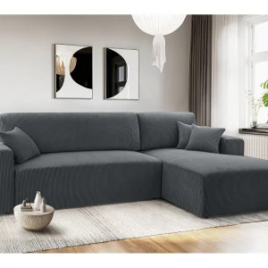 AX LIVING Catea grijze hoekbank met slaapfunctie – 279 cm R