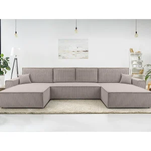 AX LIVING Cedria beige hoekbank U vorm – 389 cm met slaapfunctie