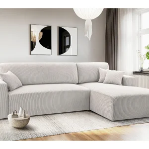 AX LIVING Catea witte hoekbank met slaapfunctie 279cm opbergruimte R