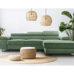 AX LIVING Arborio saliegroene hoekbank – 280 cm met slaapfunctie R AX LIVING Arborio saliegroene hoekbank – 280 cm met slaapfunctie R