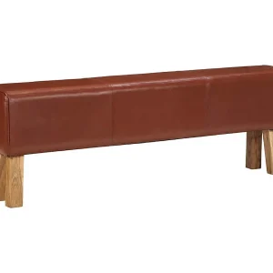 Bankje turnbok 160 cm echt leer en massief acaciahout bruin Bankje turnbok 160 cm echt leer en massief acaciahout bruin