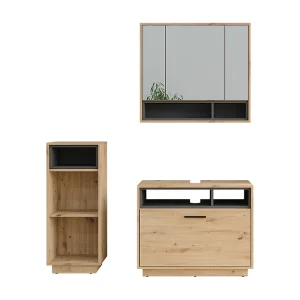 Badkamermeubelset artisanaal eiken/antraciet 80x35x64 beatrice Badkamermeubelset artisanaal eiken/antraciet 80x35x64 beatrice
