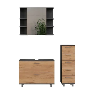 Badkamermeubelset eik goud/antraciet 80.2x33x60.8 ilias Badkamermeubelset eik goud/antraciet 80.2x33x60.8 ilias
