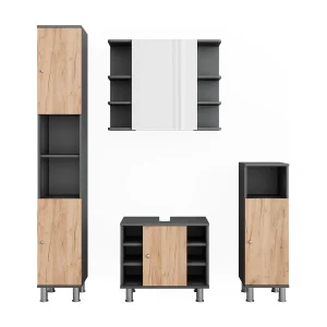 Badkamermeubelset antraciet/gouden eik 60x32x54 fynn Badkamermeubelset antraciet/gouden eik 60x32x54 fynn
