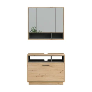 Badkamermeubelset artisanaal eiken/antraciet 80x35x64 beatrice Badkamermeubelset artisanaal eiken/antraciet 80x35x64 beatrice