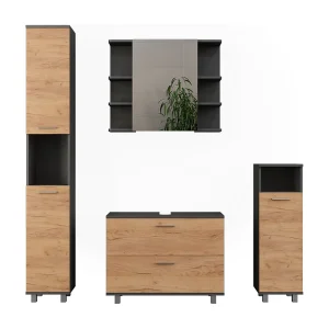 Badkamermeubelset eik goud/antraciet 80.2x33x60.8 ilias Badkamermeubelset eik goud/antraciet 80.2x33x60.8 ilias
