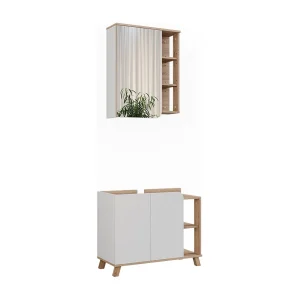 Badkamermeubelset sonoma/wit 80x35x65 karen Badkamermeubelset sonoma/wit 80x35x65 karen