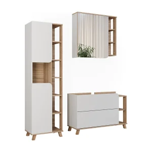 Badkamermeubelset sonoma/wit 100x35x65 karen Badkamermeubelset sonoma/wit 100x35x65 karen
