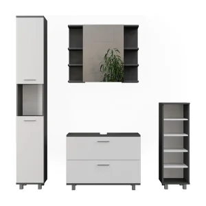 Badkamermeubelset antraciet/wit 80.2x33x60.8 ilias Badkamermeubelset antraciet/wit 80.2x33x60.8 ilias