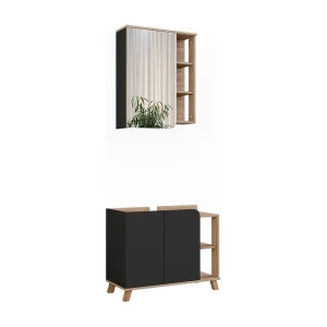 Badkamermeubelset sonoma/antraciet 80x35x65 karen Badkamermeubelset sonoma/antraciet 80x35x65 karen
