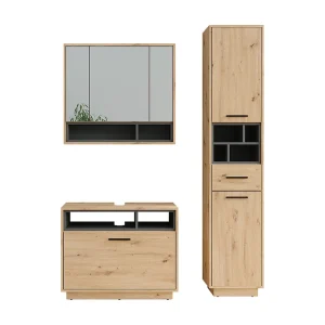 Badkamermeubelset artisanaal eiken/antraciet 80x35x64 beatrice Badkamermeubelset artisanaal eiken/antraciet 80x35x64 beatrice