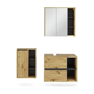 Badkamermeubelset artisanaal/grijs 80x46x60 viola Badkamermeubelset artisanaal/grijs 80x46x60 viola