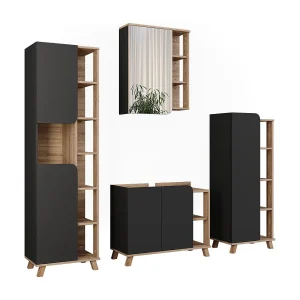 Badkamermeubelset sonoma/antraciet 80x35x65 karen Badkamermeubelset sonoma/antraciet 80x35x65 karen