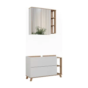 Badkamermeubelset sonoma/wit 100x35x65 karen Badkamermeubelset sonoma/wit 100x35x65 karen