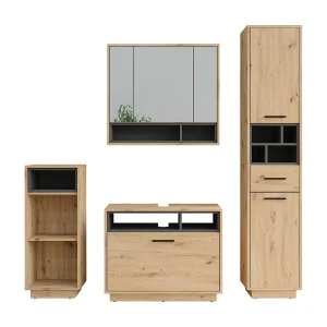 Badkamermeubelset artisanaal eiken/antraciet 80x35x64 beatrice Badkamermeubelset artisanaal eiken/antraciet 80x35x64 beatrice