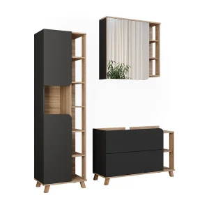 Badkamermeubelset sonoma/antraciet 100x35x65 karen Badkamermeubelset sonoma/antraciet 100x35x65 karen