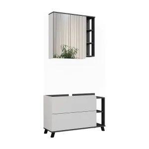 Badkamermeubelset antraciet/wit 100x35x65 karen Badkamermeubelset antraciet/wit 100x35x65 karen