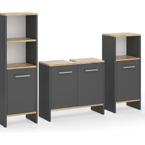 Badkamermeubelset antraciet/gouden eik 131.4×26.3×108.2 karli Badkamermeubelset antraciet/gouden eik 131.4×26.3×108.2 karli