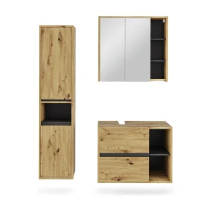 Badkamermeubelset artisanaal/grijs 80x46x60 viola Badkamermeubelset artisanaal/grijs 80x46x60 viola