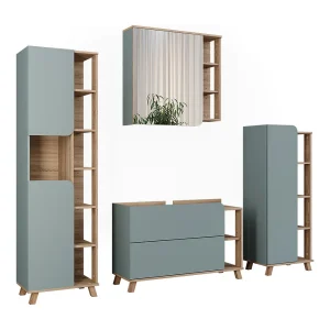 Badkamermeubelset sonoma/blauw 100x35x65 karen Badkamermeubelset sonoma/blauw 100x35x65 karen