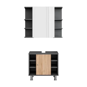 Badkamermeubelset antraciet/gouden eik 60x32x54 fynn Badkamermeubelset antraciet/gouden eik 60x32x54 fynn