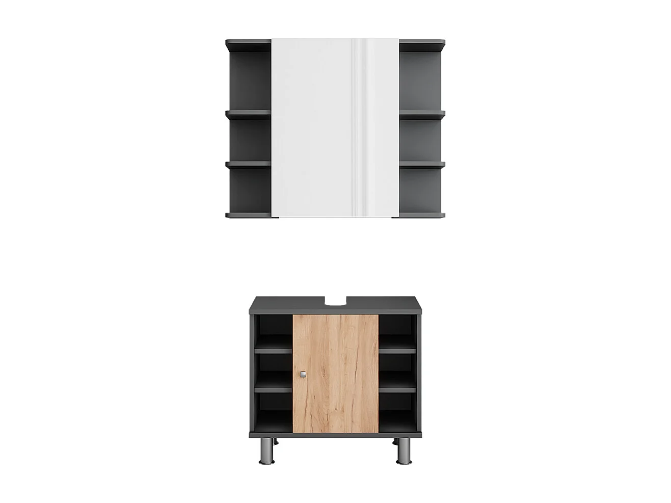 Badkamermeubelset antraciet/gouden eik 60x32x54 fynn