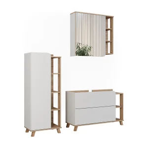 Badkamermeubelset sonoma/wit 100x35x65 karen Badkamermeubelset sonoma/wit 100x35x65 karen