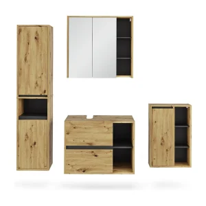 Badkamermeubelset artisanaal/grijs 80x46x60 viola Badkamermeubelset artisanaal/grijs 80x46x60 viola