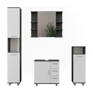 Badkamermeubelset antraciet/wit 60.2x33x60.8 ilias Badkamermeubelset antraciet/wit 60.2x33x60.8 ilias