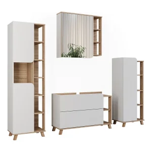 Badkamermeubelset sonoma/wit 100x35x65 karen Badkamermeubelset sonoma/wit 100x35x65 karen