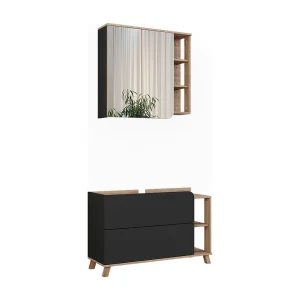 Badkamermeubelset sonoma/antraciet 100x35x65 karen Badkamermeubelset sonoma/antraciet 100x35x65 karen