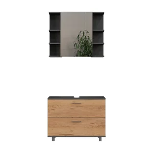 Badkamermeubelset eik goud/antraciet 80x33x60.8 ilias Badkamermeubelset eik goud/antraciet 80x33x60.8 ilias