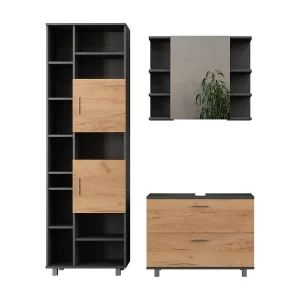 Badkamermeubelset eik goud/antraciet 80.2x33x60.8 ilias Badkamermeubelset eik goud/antraciet 80.2x33x60.8 ilias