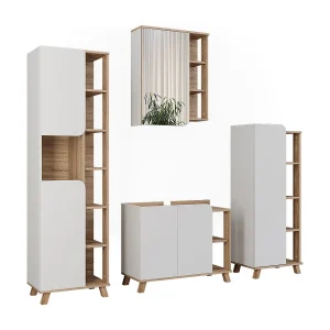Badkamermeubelset sonoma/wit 80x35x65 karen Badkamermeubelset sonoma/wit 80x35x65 karen