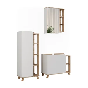 Badkamermeubelset sonoma/wit 80x35x65 karen Badkamermeubelset sonoma/wit 80x35x65 karen