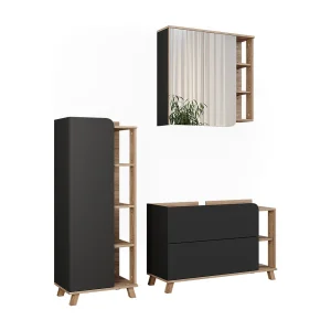 Badkamermeubelset sonoma/antraciet 100x35x65 karen Badkamermeubelset sonoma/antraciet 100x35x65 karen