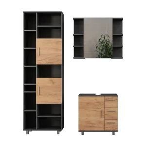 Badkamermeubelset antraciet/gouden eik 60.2x33x60.8 ilias Badkamermeubelset antraciet/gouden eik 60.2x33x60.8 ilias