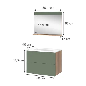 Badkamermeubelset goldkraft eik/groen 80x46x59.3 izan