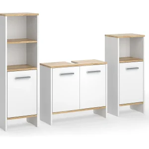 Badkamermeubelset eik wit/goud 131.4×26.3×108.2 karli Badkamermeubelset eik wit/goud 131.4×26.3×108.2 karli
