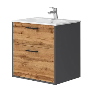 Badkamermeubelset antraciet/gouden eik 61×46.5×61.5 lanco