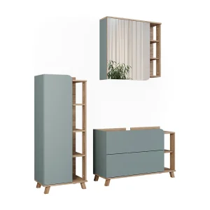 Badkamermeubelset sonoma/blauw 100x35x65 karen Badkamermeubelset sonoma/blauw 100x35x65 karen