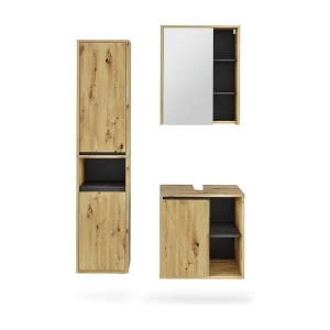 Badkamermeubelset artisanaal/grijs 60×45.5×60 viola Badkamermeubelset artisanaal/grijs 60×45.5×60 viola