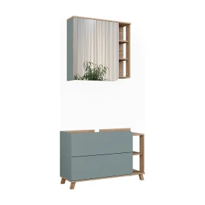 Badkamermeubelset sonoma/blauw 100x35x65 karen Badkamermeubelset sonoma/blauw 100x35x65 karen