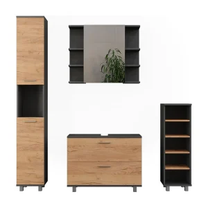 Badkamermeubelset eik goud/antraciet 80.2x33x60.8 ilias Badkamermeubelset eik goud/antraciet 80.2x33x60.8 ilias