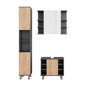 Badkamermeubelset antraciet/gouden eik 60x32x54 fynn Badkamermeubelset antraciet/gouden eik 60x32x54 fynn