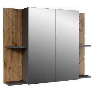 Badkamer spiegelkast antraciet/goudkleurig eiken 100×17.2×75 irma